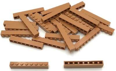 Lego 25 New Medium Nougat Bricks Building Blocks 1 x 8 Stud Parts