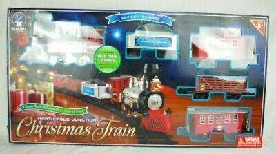 North Pole Junction Christmas Train 35PC Train Set Real Train Sounds & Lights-Up