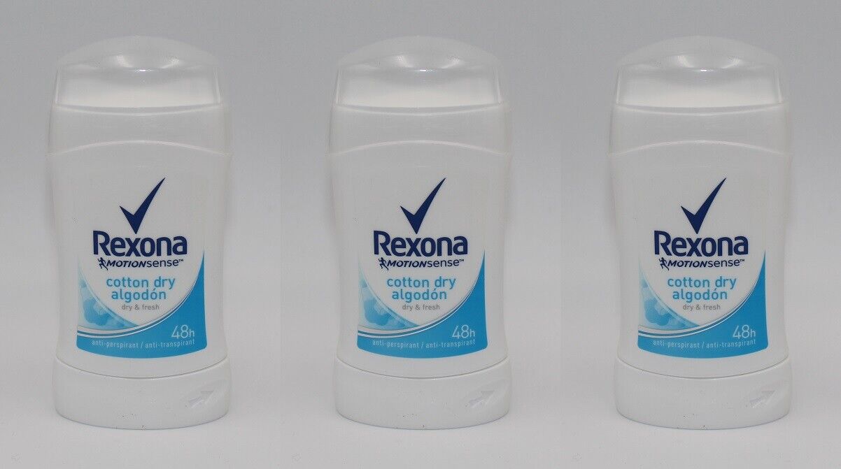 3x Rexona Women cotton dry algodon Deo Stick , 3x40ml
