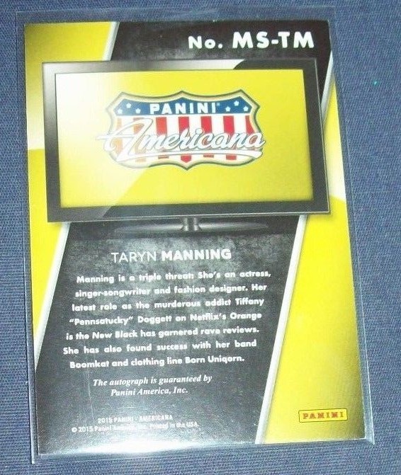 2015 Panini Americana On the Tube Actor Taryn Manning Autographed Card
