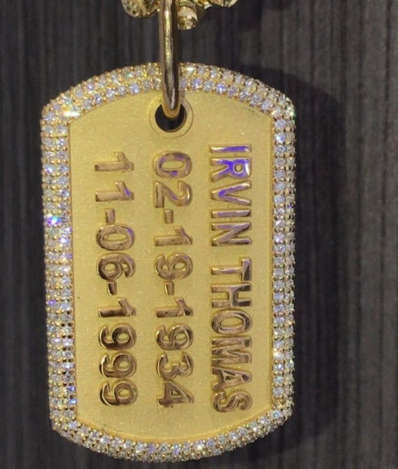 Pre-owned Online0369 Unisex Custom Name Date Dog Tag Pendant 0.65 Ct S Cubic Zirconia 925 Silver In White