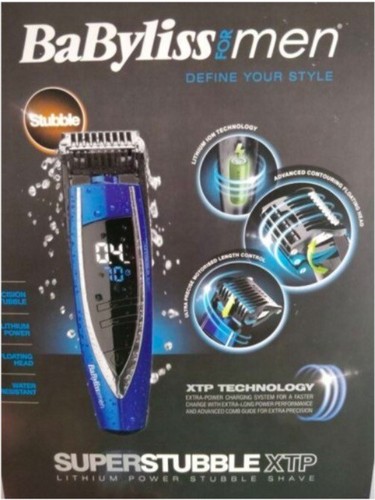 BABYLISS Super Stubble XTP BLUE 7898BU Mens CORDLESS WET/DRY Beard Trimmer NEW