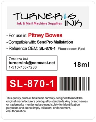 Factory New PB SL-870-1 for Pitney Bowes  SendPro Mailstation Red Ink Cartridge