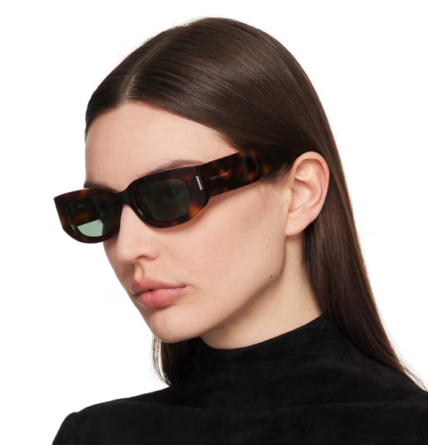 Pre-owned Saint Laurent Yves  Sl-697-002 Havana Sunglasses In Green