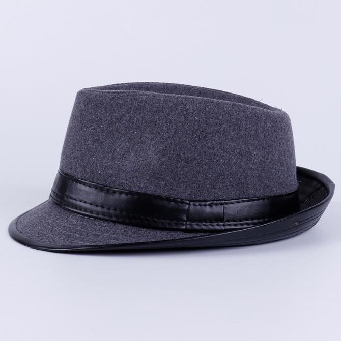 Men Winter Wool Felt Jazz Fedora Hat Trilby Manhattan Cap Panama Short Brim