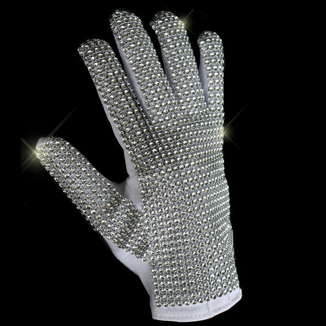 マイケルジャクソン クリスタル Rare MJ Michael Jackson Both Side Rhinestone Silver Crystal