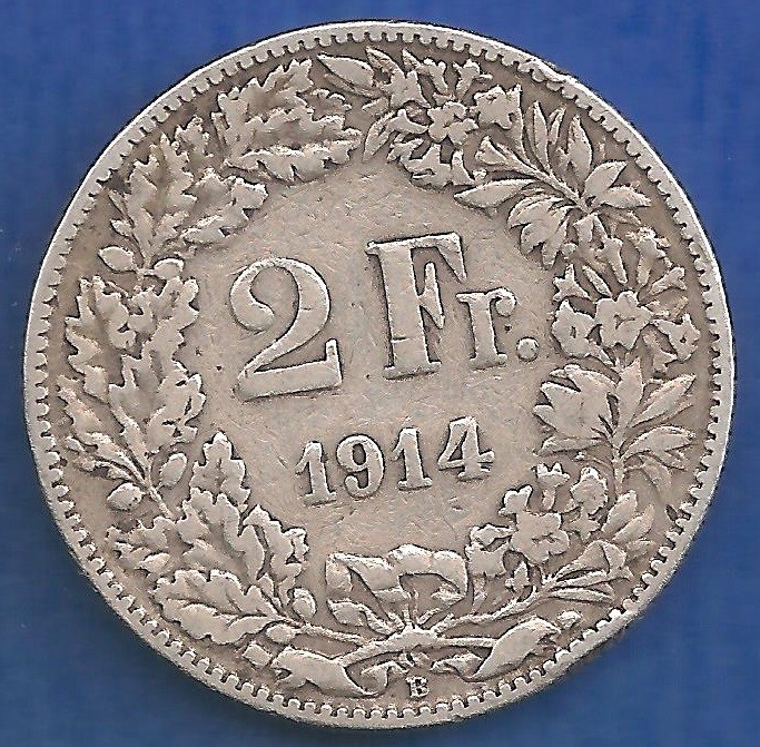 フランス 1914年C 2 Francs 銀貨 SWITZERLAND-HELVETIA 2 FR 1914 | eBay