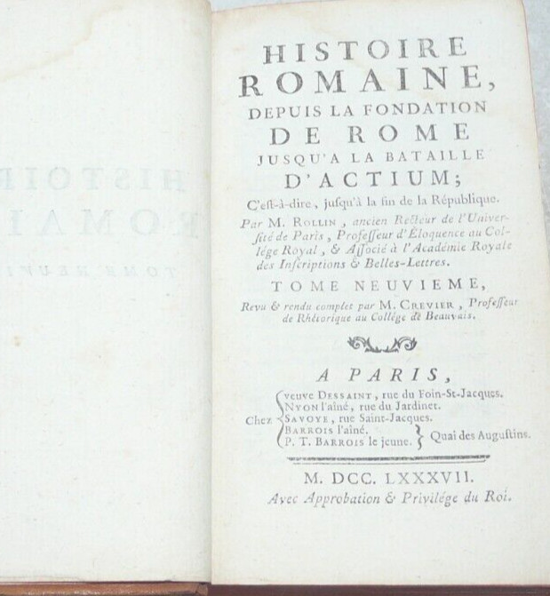 Histoire Romaine Depuis La Fondation De Rome Par M Rollin T9 Chez Dessaint 1887