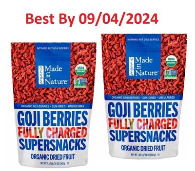 2 packs Made in Nature USDA Organic Goji Berries 20 oz/ ea, Best By 9/4/2024