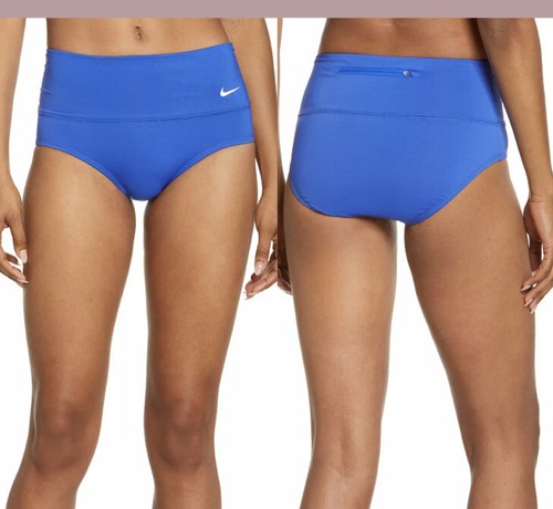 NEW $50 Nike Essential High Waist Swim Bottoms in Blue Size