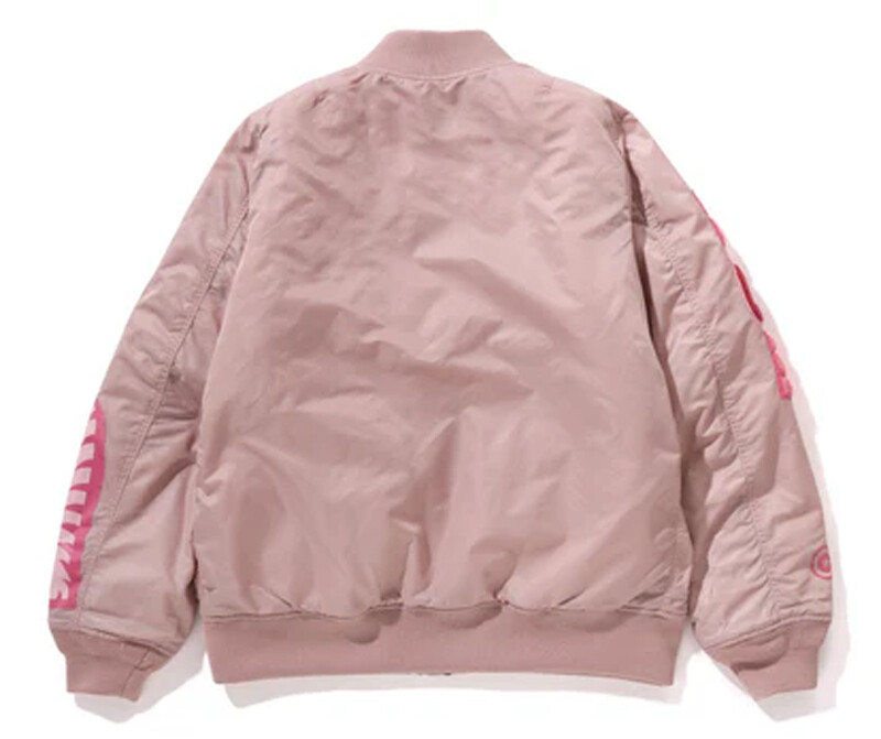 Pre-owned A Bathing Ape A Bathnig Ape Ladies' Shark Nylon Twill Ma-1 Jacket 1k80241005 In Pink