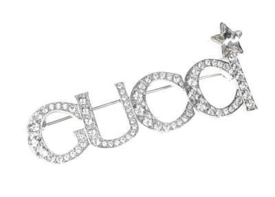 

НОВАЯ РОСКОШНАЯ БРОШЬ GUCCI С КРИСТАЛЛАМИ ТЕКУЩАЯ КОЛЛЕКЦИЯ С КОРОБКОЙ, Palladium