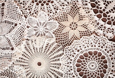  Lot of 6 Hand Crochet Doilies 7'' White & Natural Vintage Wedding Tea Party NEW