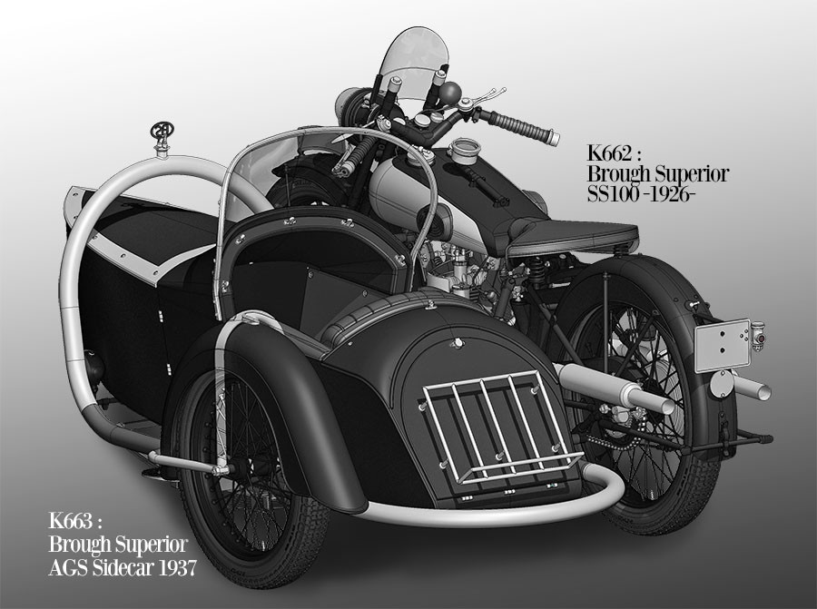 1/9 Brough Superior AGS Sidecar 1937 free shipping!!!!! Model Factory Hiro