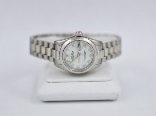 Rolex Ladies Platinum Presidential Rhodium Roman Dial Model 79166