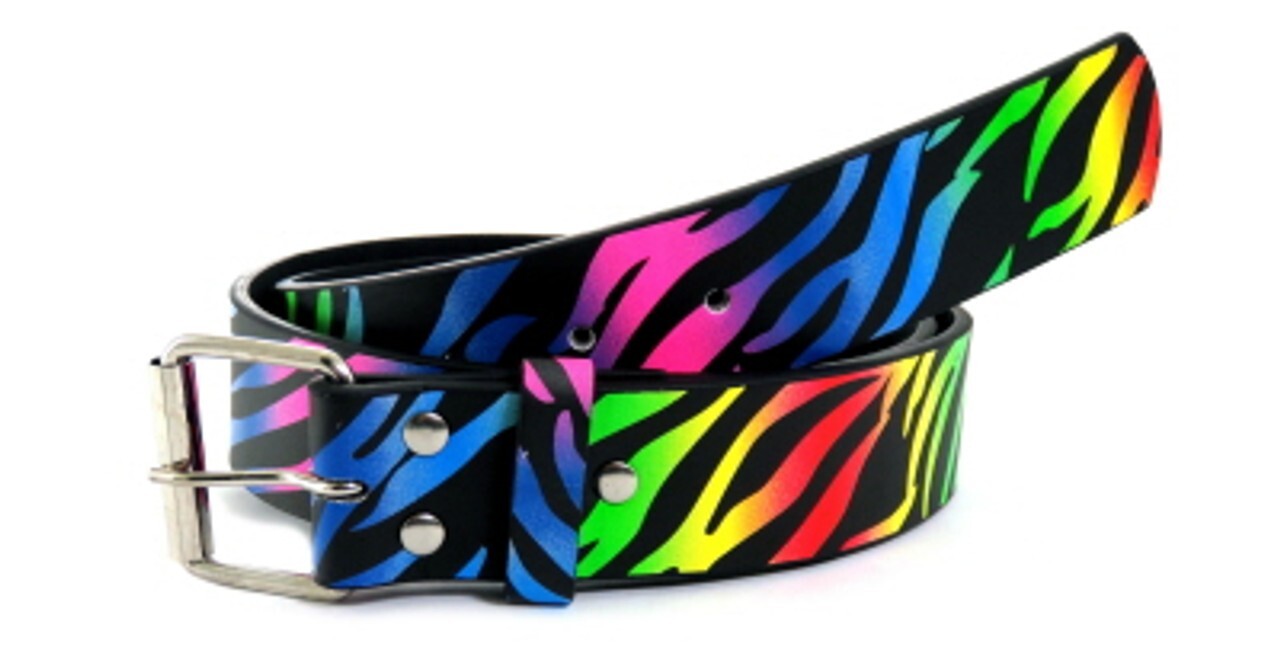 Rainbow Multicolor Zebra Stripped Belt Waist Adjustable 38