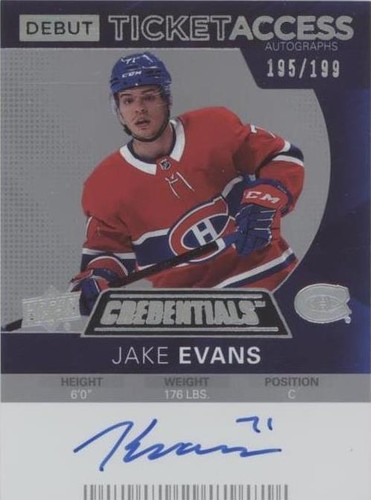 2021-22 Upper Deck Credentials - Jake Evans #DTAA-JE