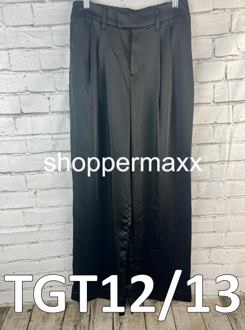 WOMEN'S HIGH-RISE WIDE LEG SATIN PANTS - A NEW DAY, BLACK, SIZE 6
