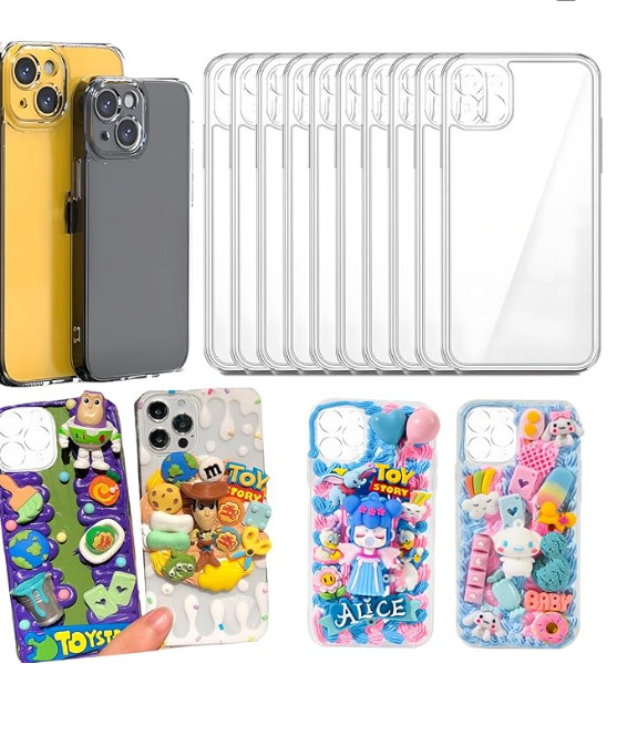 DIY Phone Junk Case for iPhone, 10 Pack Clear Cases,