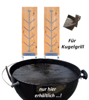 2er Set Flammlachsbrett / Räucherbrett L für Holzkohle  Kugelgrill / Rundgrill 