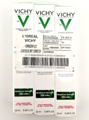 *NEW LOT OF 3* VICHY NORMADERM SOS ACNE RESCUE SPOT CORRECTOR 0.68 OZ EACH