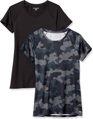 Amazon Essentials Women's Tech Stretch Cap-Sleeve T-Shirt - XXL, Pack of 2