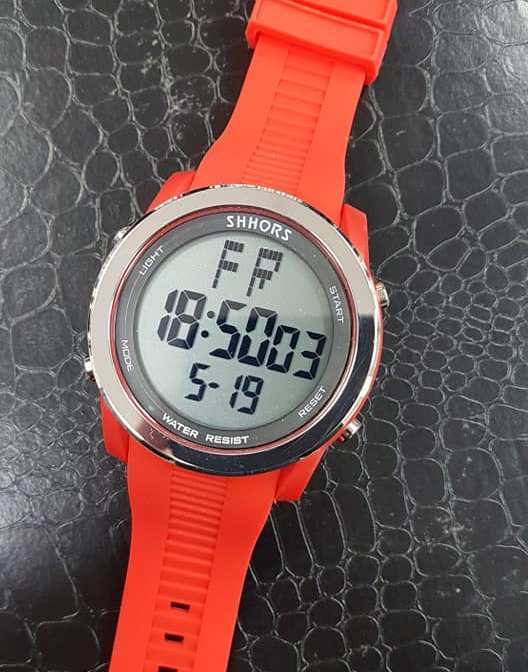 Orologio Da Polso Shhors Sh-829B Digitale Moderno Sveglia Crono Led Rosso lac