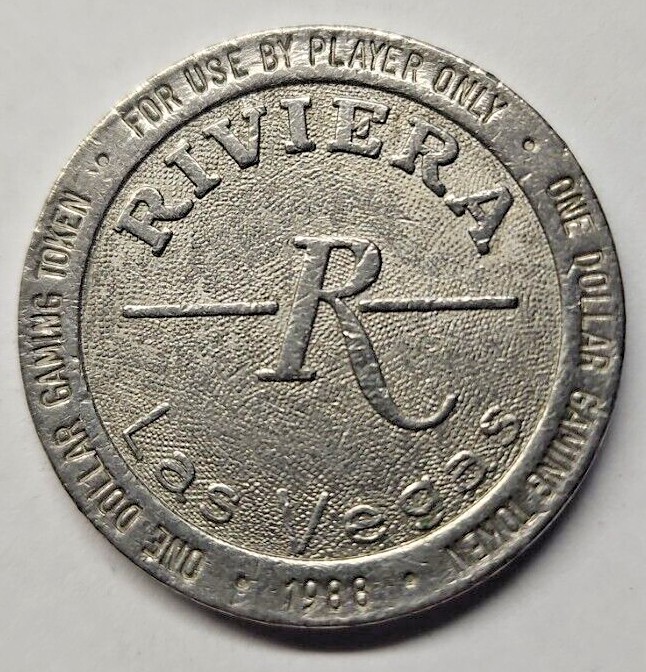 1988 Riviera $1 One Dollar Casino Gaming Silver Token Coin