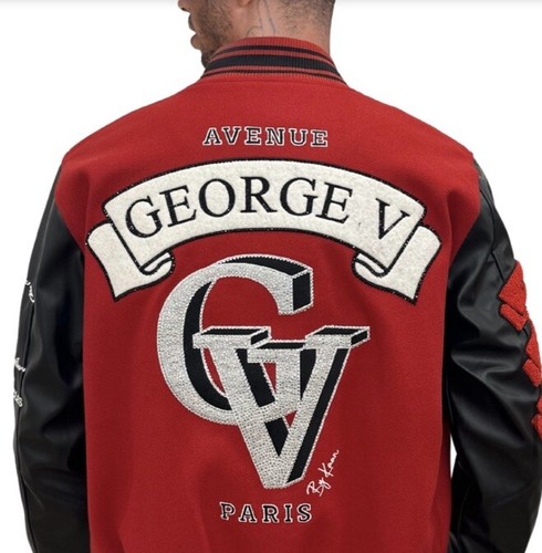 Pre-owned George Avenue  V Paris Men's Varsity Jacket Size Medium In Red