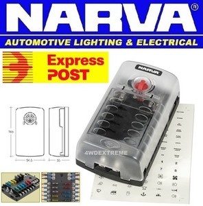 Narva 12 WAY Fuse Block BOX Holder ATS Blade Caravan Dual Battery 12V ...
