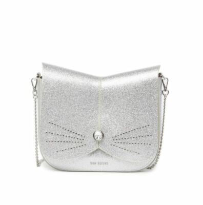 NWT! TED BAKER LONDON CAT Studded Silver Glitter Crossbody