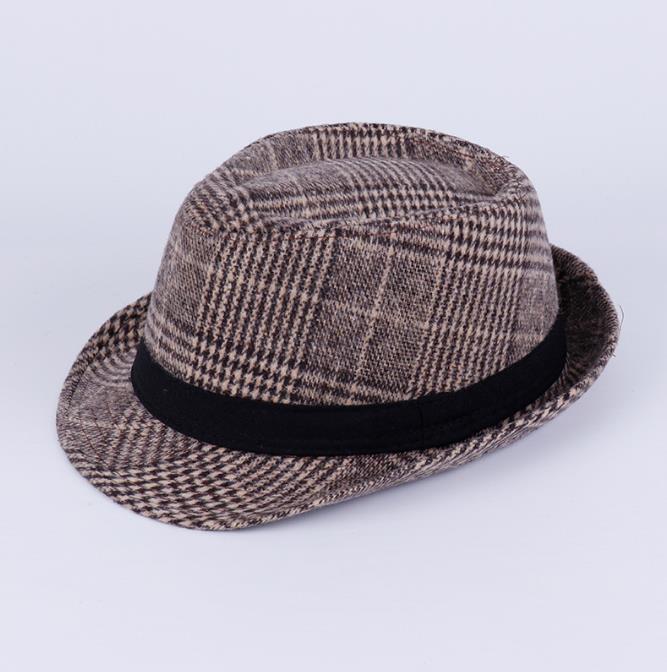 Men Winter Wool Felt Jazz Fedora Hat Trilby Manhattan Cap Panama Short Brim