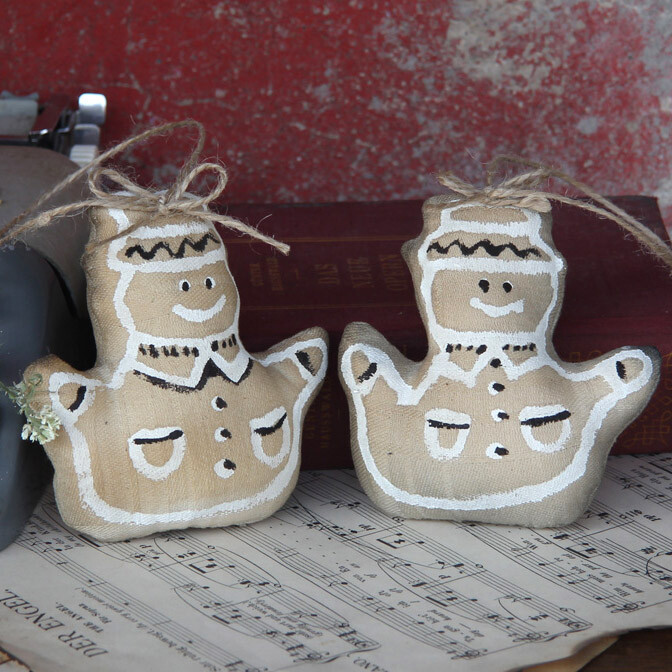 Design Stoff-Baumschmuck Schneemann 2 tlg Weihnachten Baumschmuck Handarbeit