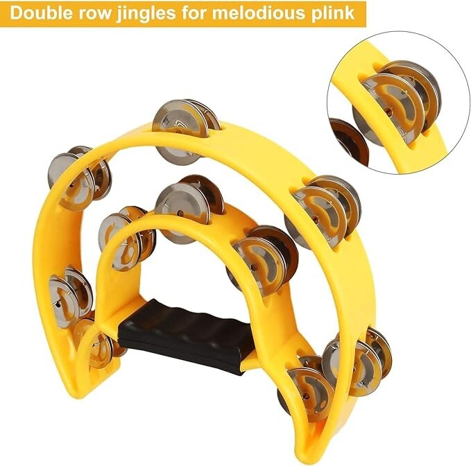 Paquete de 4 panderetas de metal de media luna de 9 pulgadas para adultos.neuvo.