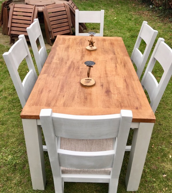 Hand Painted Dining Table and 6 oak chairs in Guildford, Surrey Gumtree
