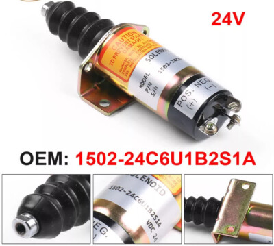 1502-24C6U1B2S1A  24v Fuel Stop Solenoid  Cummins Woodward Lister Perkins Petter