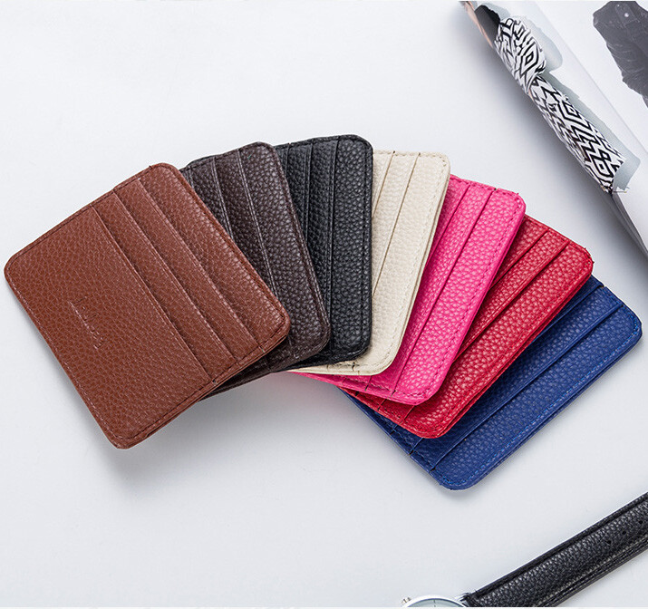 Unisex Slim Leather Front Pocket Wallet ID Credit Card Holders Small Coin Purse