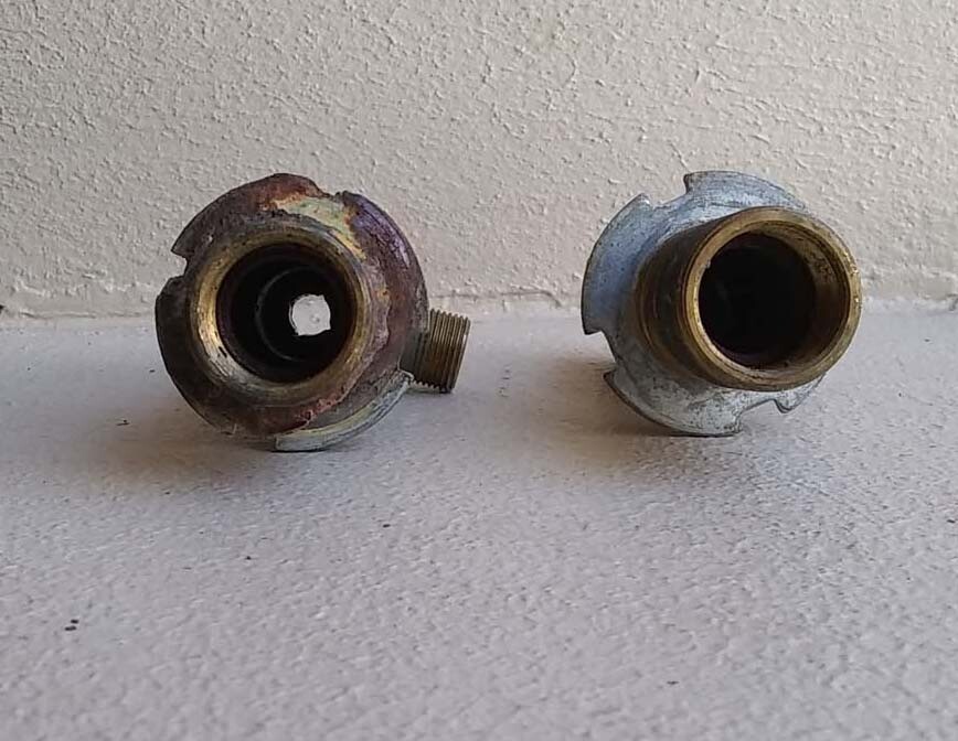 Lot of 2 VINTAGE Brass Pipe Under the Sink Hot & Cold Water Steampunk