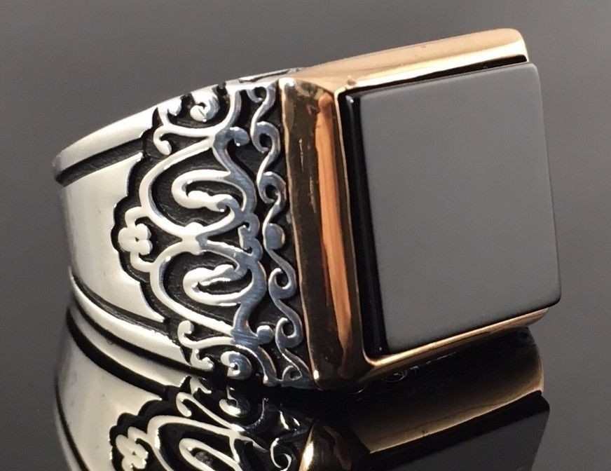 Handmade 925 Sterling Silver Square Black Onyx Stone Men S Ring Us Seller K5m Ebay