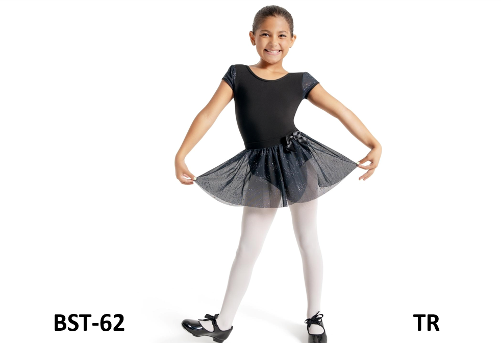 Capezio Glitter Glam Pull On Skirt-Girls, Black include Silver Rhinestone Size T