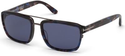 Pre-owned Tom Ford Anders Ft0780 55v Coloured Havana Blue Plastic 58 Mm Men's Sunglasses