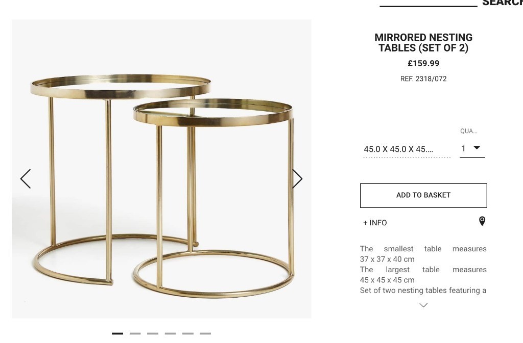 Zara Home Mirrored Nesting Side Tables 1x Set 75 In Westminster London Gumtree