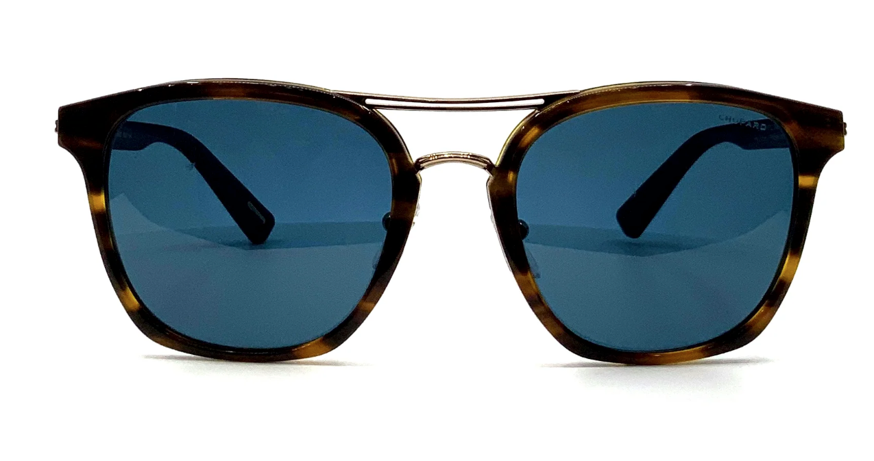 Pre-owned Chopard Schc91 9fmp Sunglasses Men's Tortoise/gold/polarized Blue Lenses 55mm