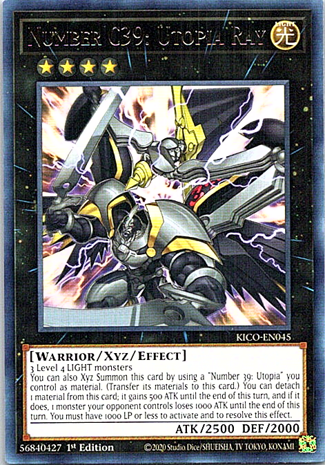 Number C39: Utopia Ray KICO-EN045 Yu-Gi-Oh! Card Light Play 1st Edition