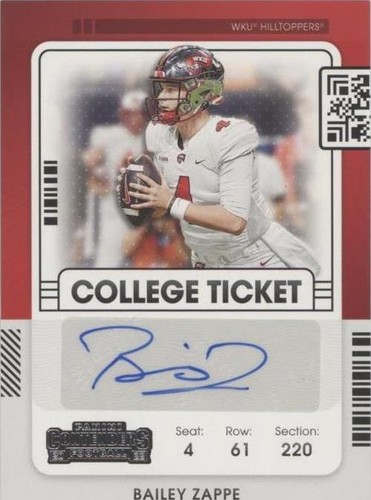 2022 Panini Chronicles Draft Picks Bailey Zappe #CCT-BZA