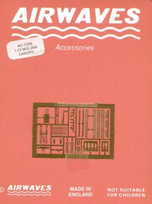 Airwaves 1/72 MiG-29 Etched Fulcrum Canopy Set for Italeri kit AEC72029