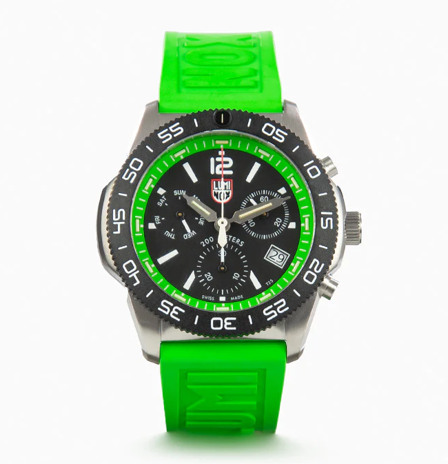 Pre-owned Luminox Pacific Diver Green Sapphire Black Chronograph Men's Watch Xs.3157.nf
