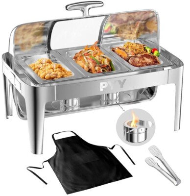 Pyy Stainless Steel Chafing Dish Buffet Set, 9QT Roll Top