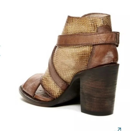 Pre-owned Freebird By Steven Rattle Booties/sandals Size 6 Rare And Retired. Croc ? In Gray
