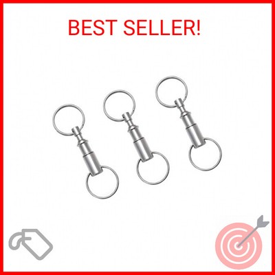 3 Pack Quick Release Detachable Pull Apart Key Rings Keychains,Double Spring Spl